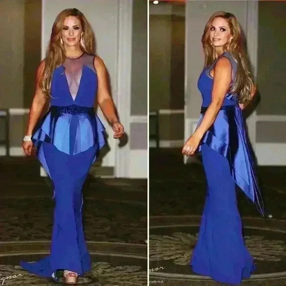 MNM Couture Designer Prom Evening Gown Blue Size 6 WBFF Gown - Picture 4 of 5